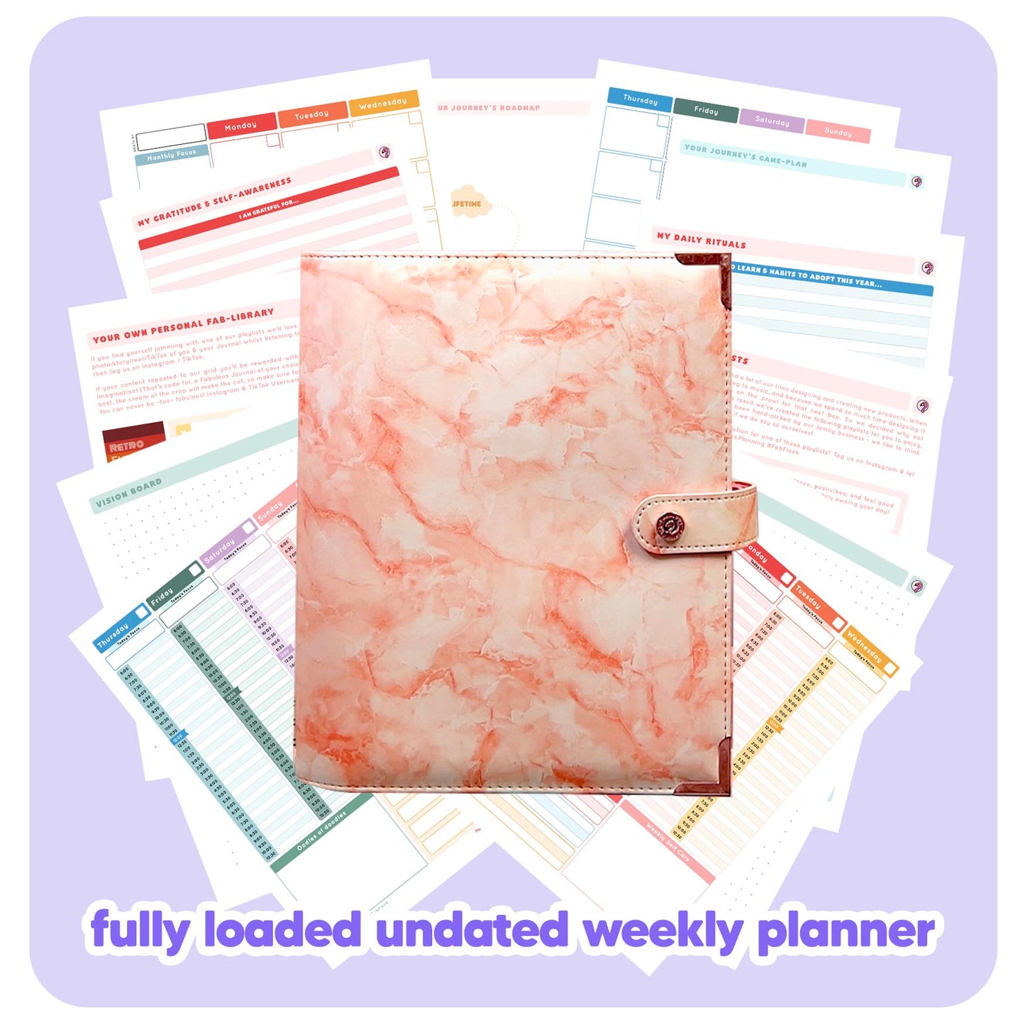 Pink Marble - Undated Weekly "2024" Organiser
