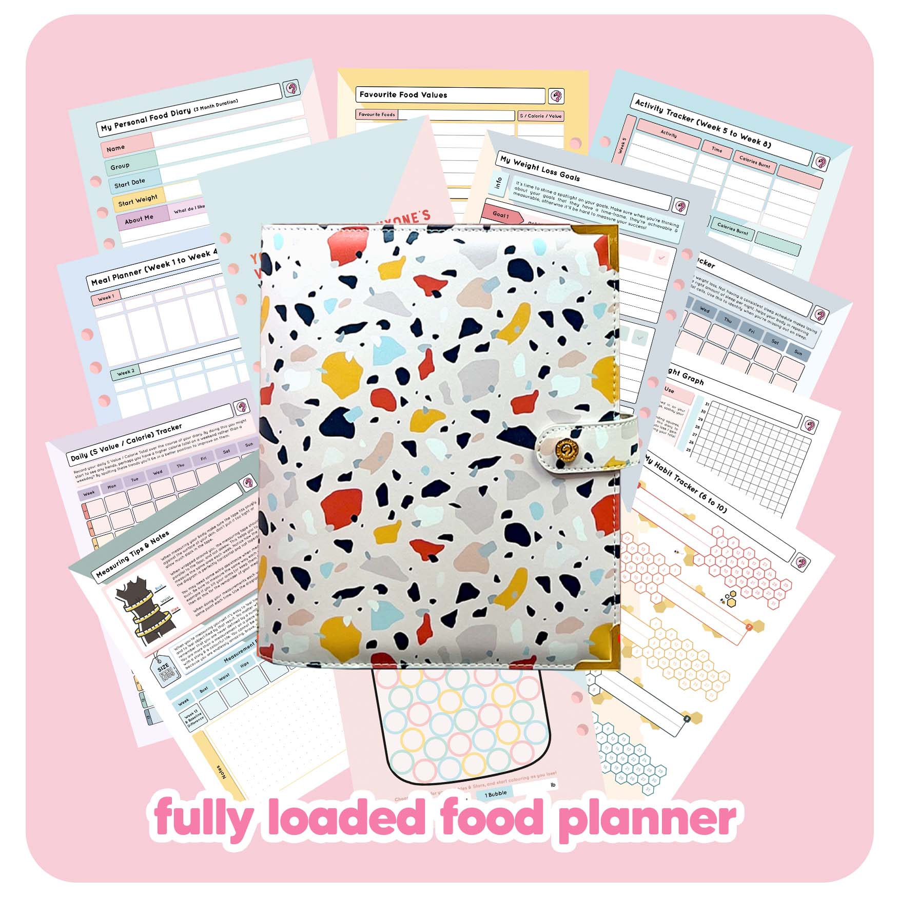 Terrazzo - Food Diary Organiser P3 - Fabulous Planning - FO - TERRAZZO - CAL - NMP