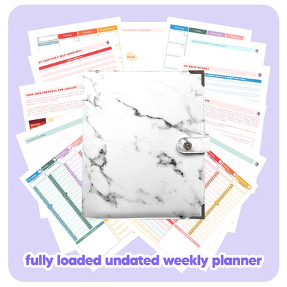 White Marble - Undated Weekly "2024" Organiser - Fabulous Planning - FO - WHITEM - UW - EET