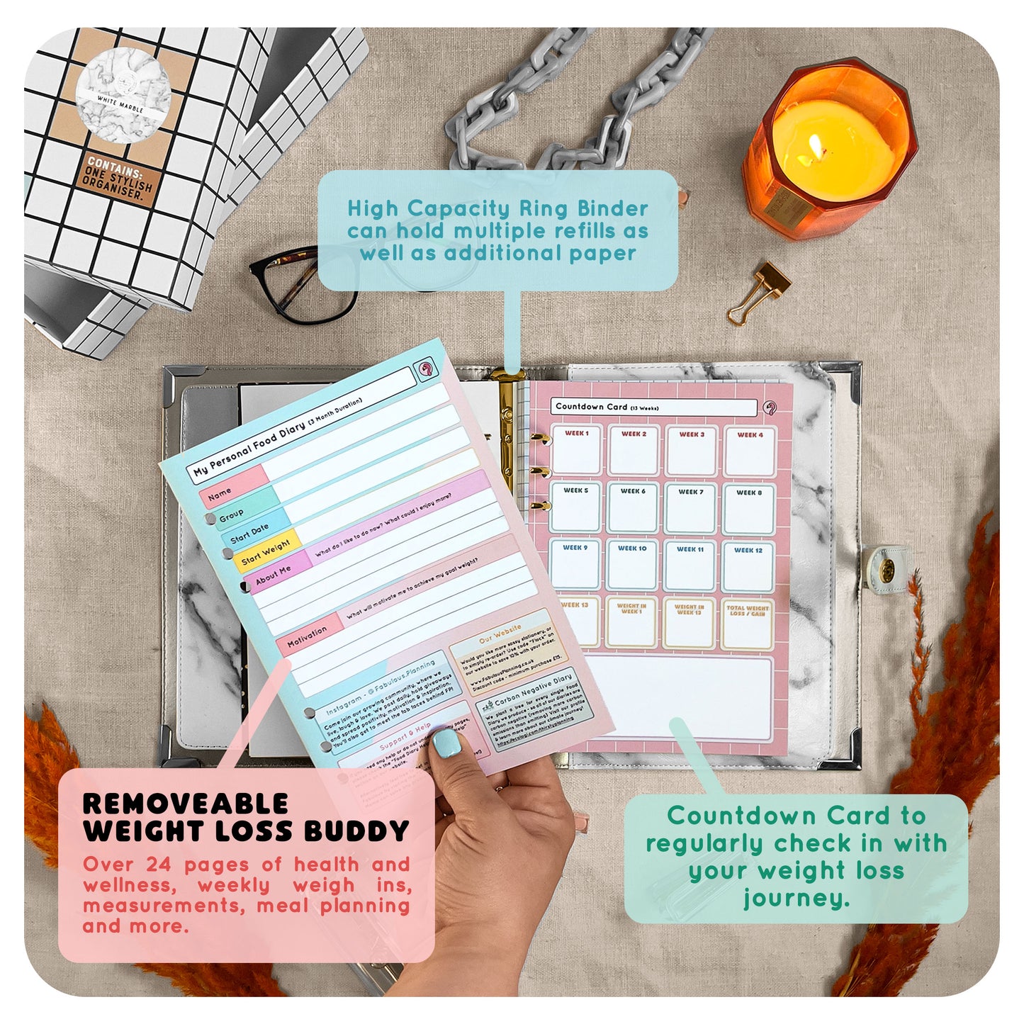 Pink Marble - Food Diary Organiser P3