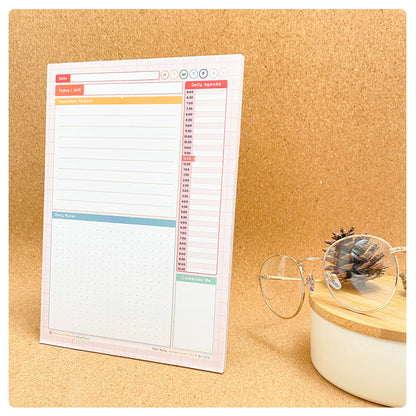 Pink Grid A5 Daily Agenda Pad