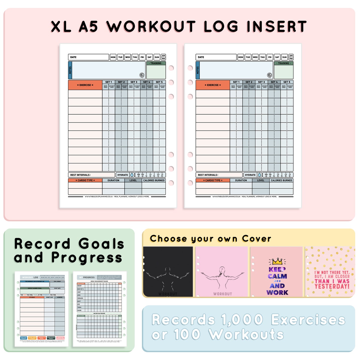 A5 - Workout Log - Organiser Insert